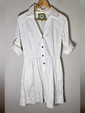 Elizabeth McKay Grace Dress White Shirtdress Cotton Spandex Button Front 6
